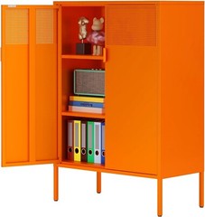 Elegro 47″H Sideboard Buffet Accent Metal Cabinet w/Ventilation, Adjustable Feet