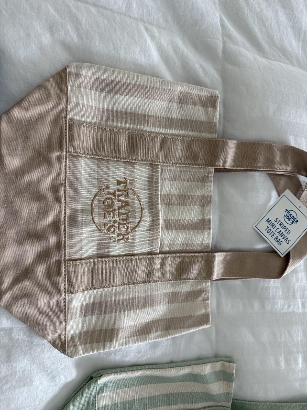 Trader Joe's Striped Mini Canvas Tote Bags Set of 4 Multicolor 10x13x10 gallery