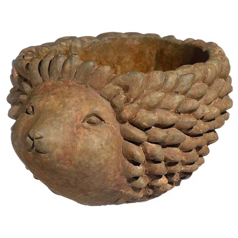 Hedgehog Small Rust Concrete Lightweight Planter with Drainage Hole (5 In. L X 4 gallery