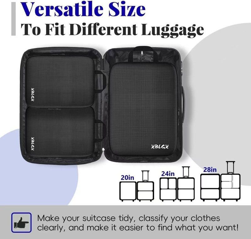 6-Piece Travel Compression Packing Cubes Set Luggage Organizer Bags for Carry-On gallery