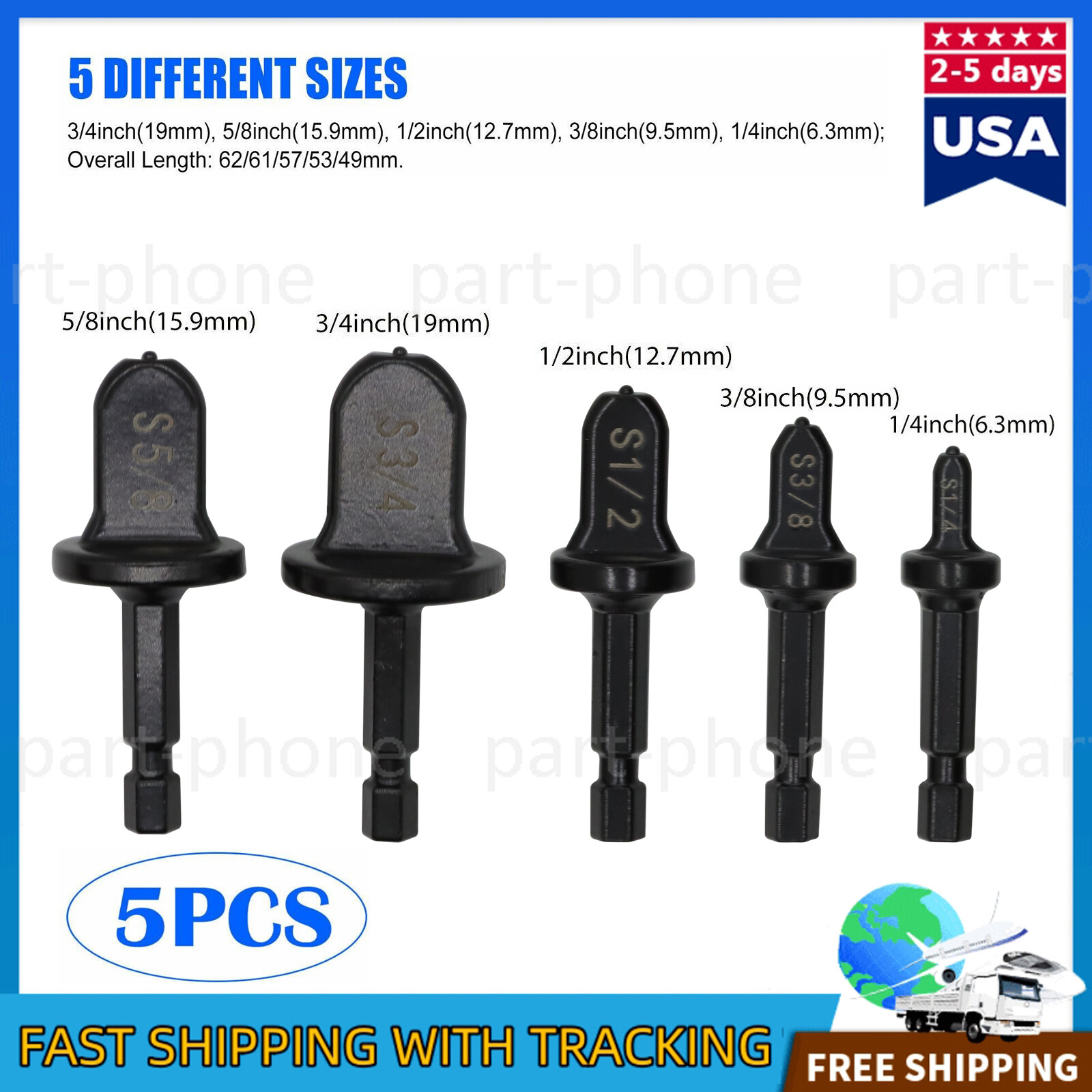 5x Swaging Tool Drill Bit Set Air Conditioner Tube Expander Copper Pipe Flaring gallery
