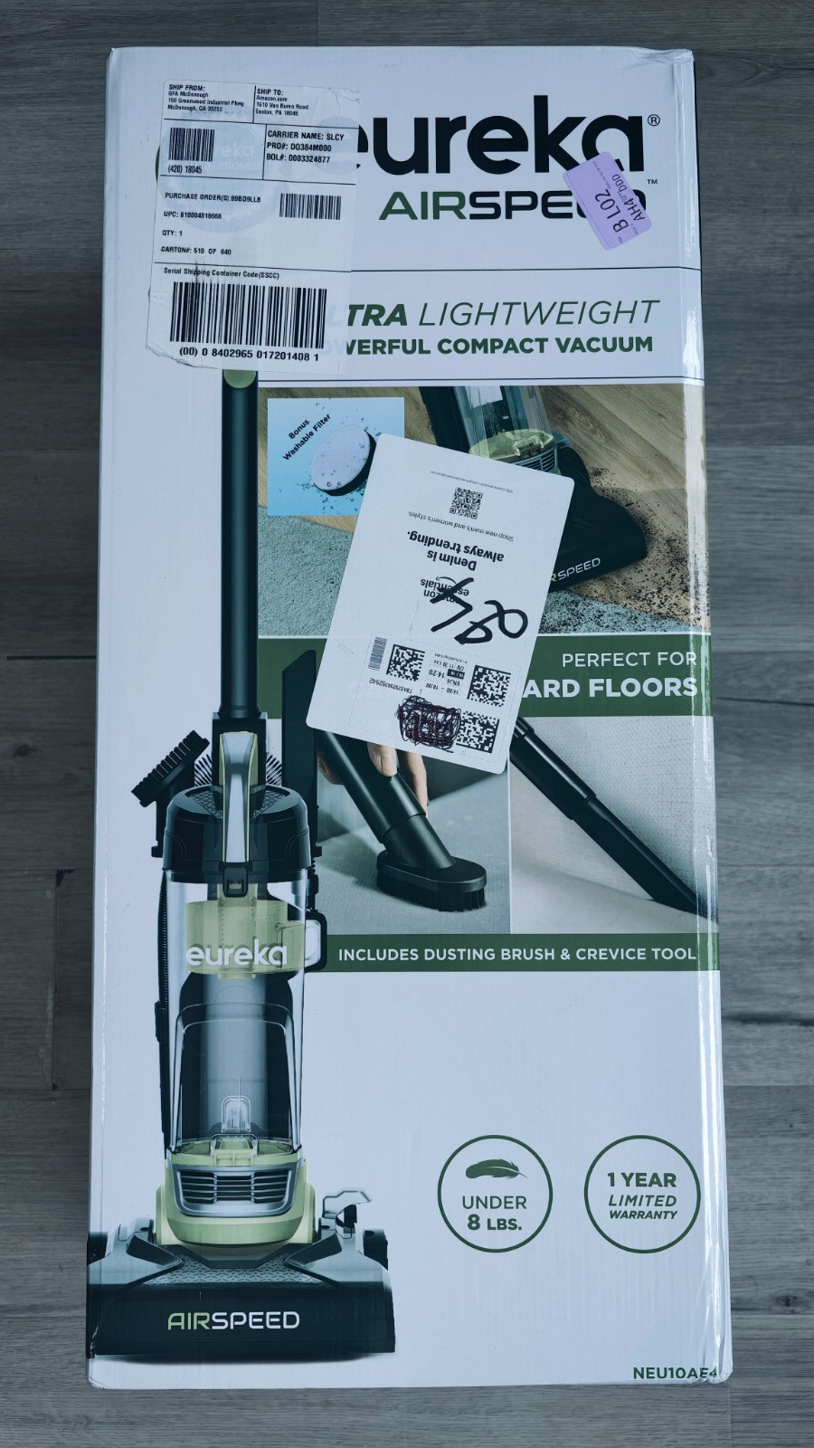 Eureka AirSpeed Compact Upright Vacuum, Lightweight, Carpet & Hard Floor, NEU100 gallery