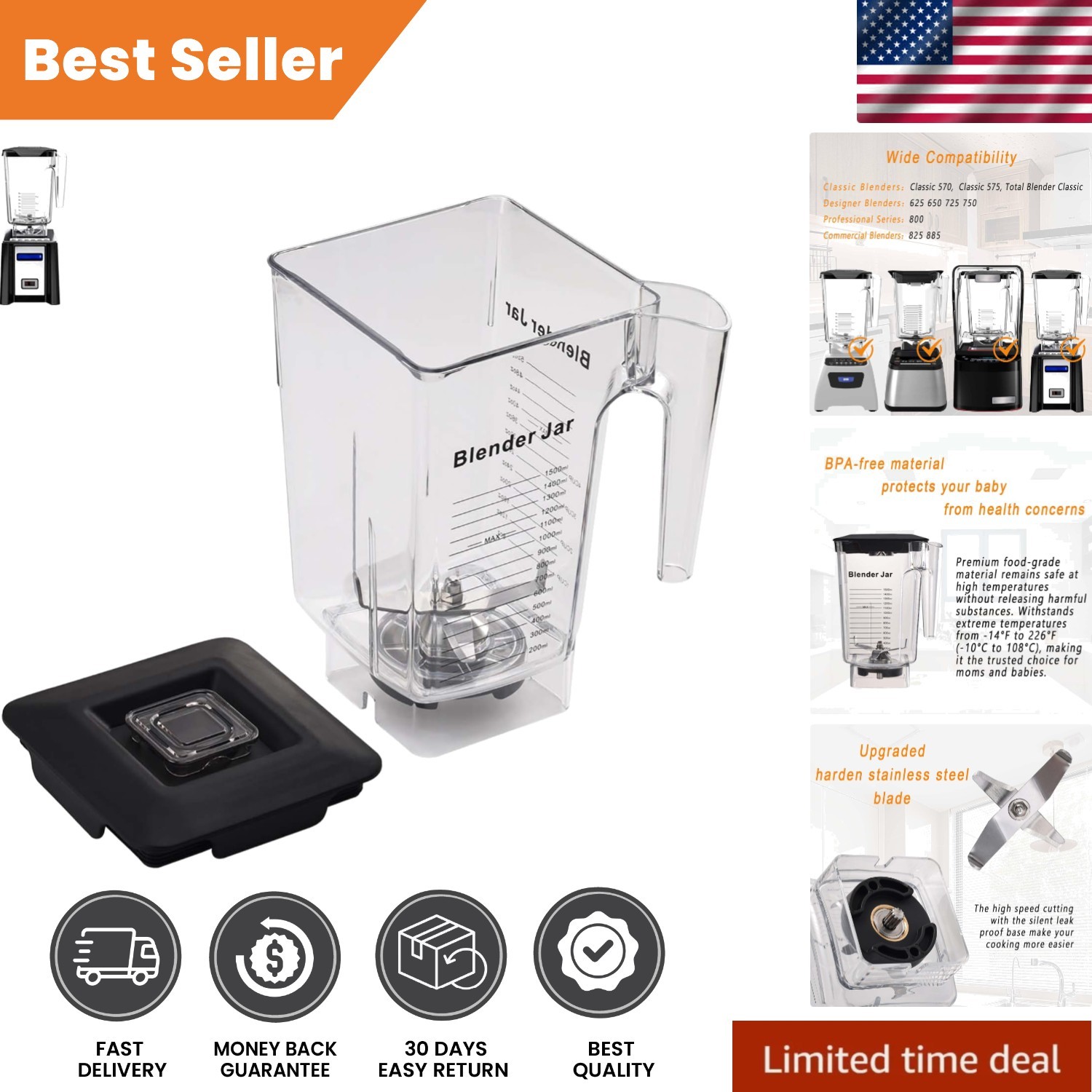 90oz BPA-Free WildSide+ Blender Jar Replacement for Blendtec Models 570-885 gallery