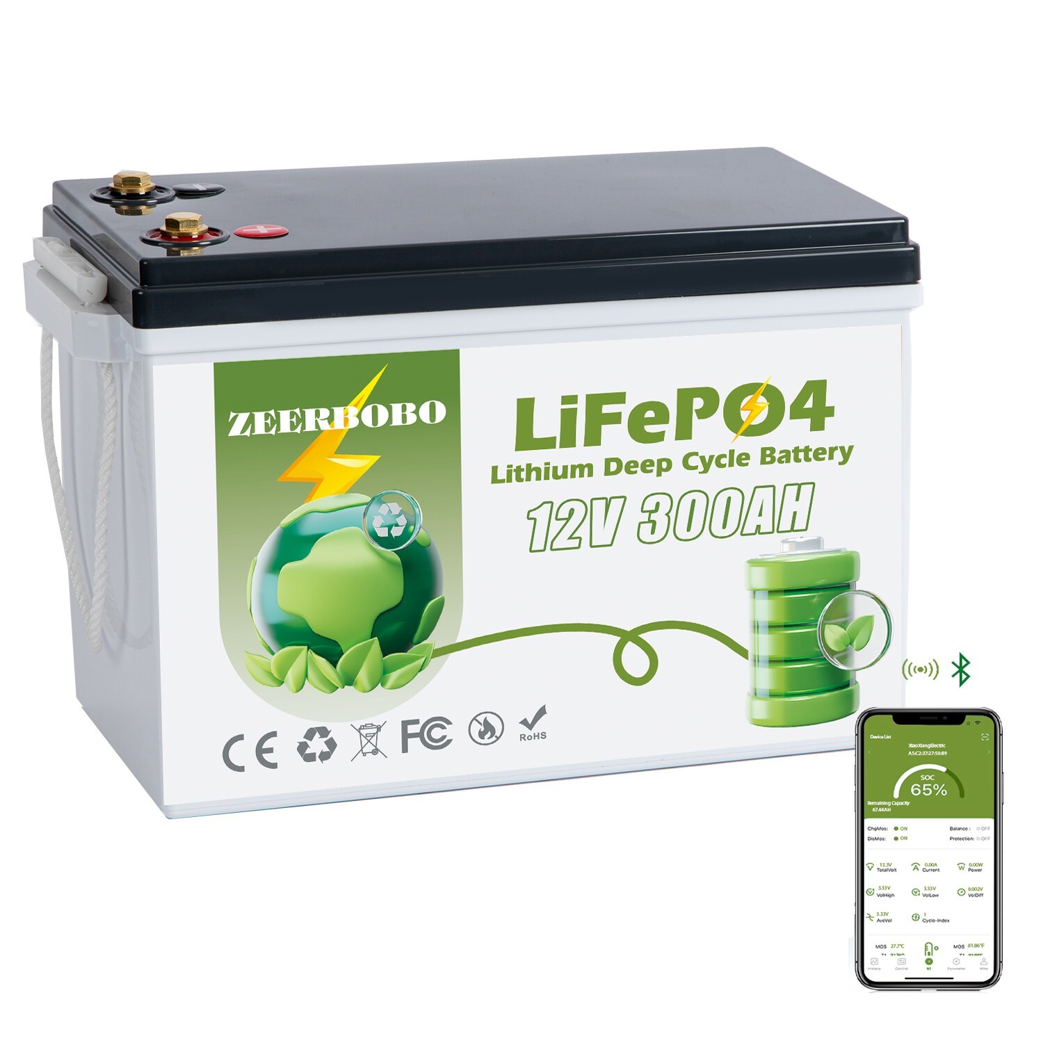 12 volt 300 amps LiFePO4 Lithium Battery Bluetooth for RV Marine Trolling Motor gallery