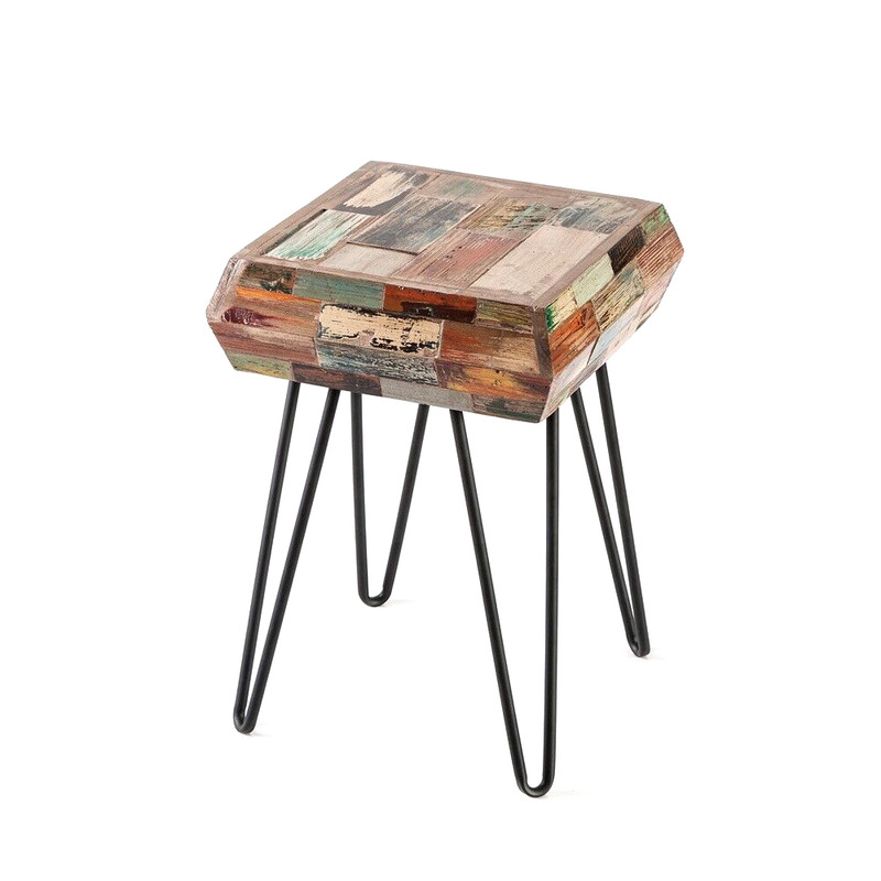 Greenage Side Table Solid Reclaimed Wood Accent Coffee End Table 3D Square gallery