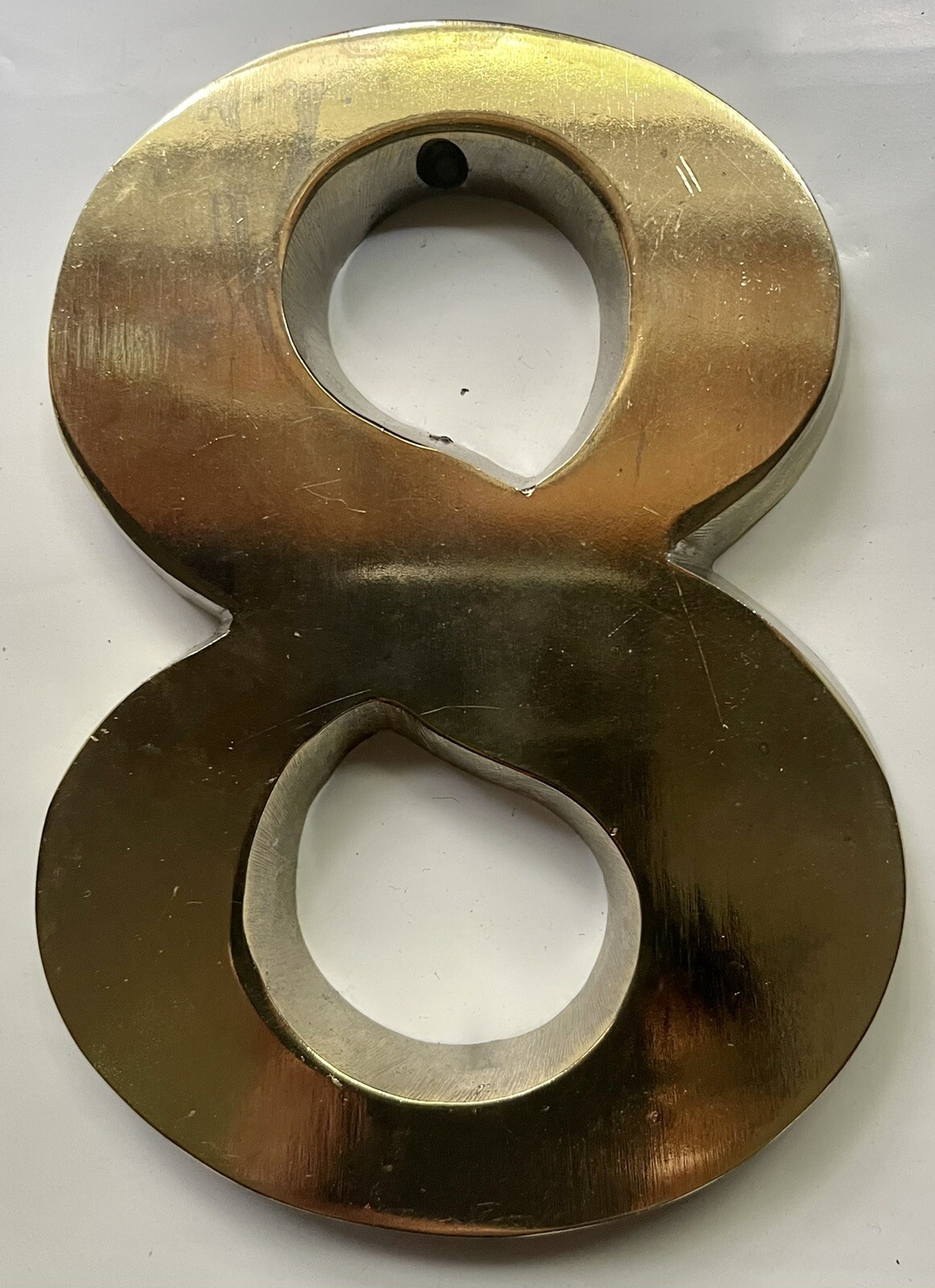 FIVE 5 POLISHED BRASS PLATED METAL HOUSE ADDRESS NUMBER, 6" HIGH 1.5 POUNDS NEW gallery