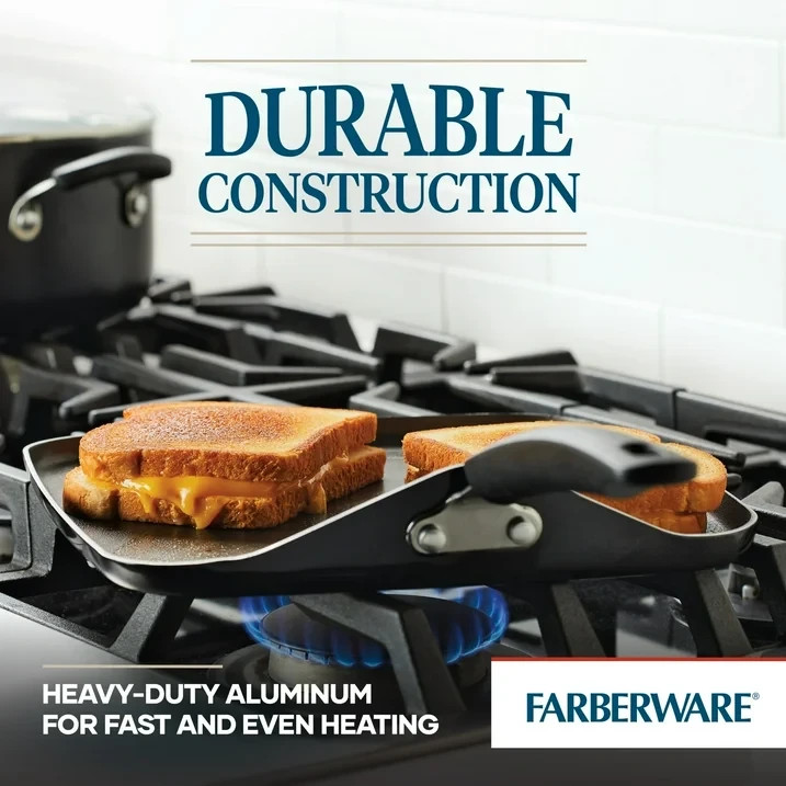Farberware Easy Clean Griddle Pan - 11 Inch Nonstick Grill Pan, Dishwasher Safe, gallery