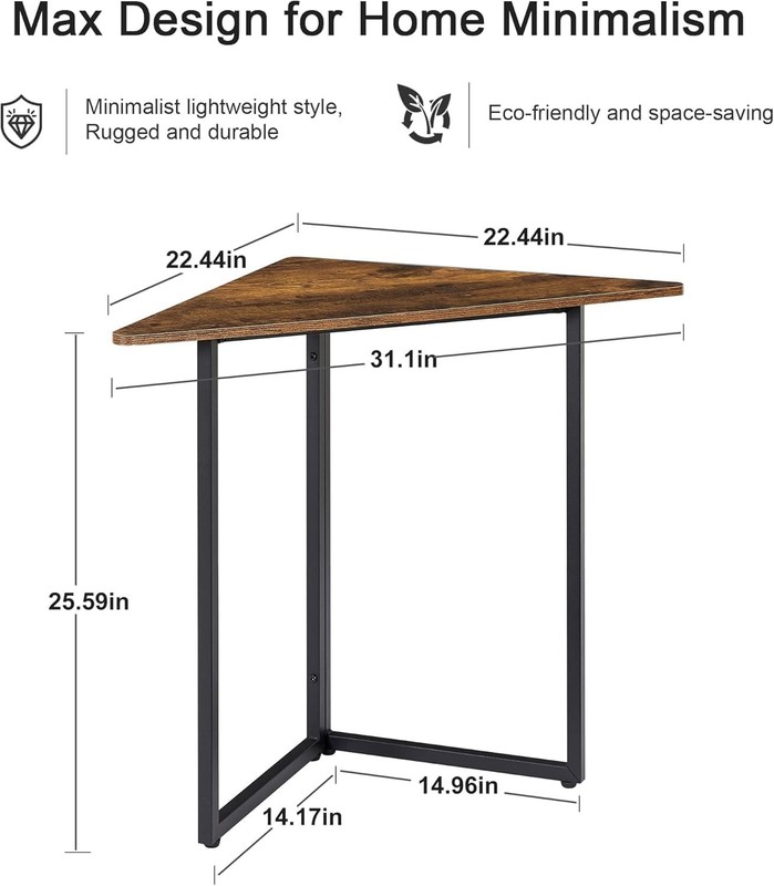 Corner Shelf, End Side Tables, Triangle Shelves with Metal Frame for Small gallery