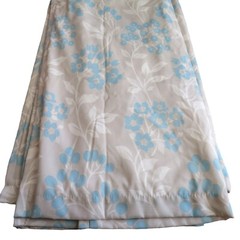 Laura Ashley Lined Drape Curtain Panels 2 Blue Beige Floral 35″W x 83″L Vintage
