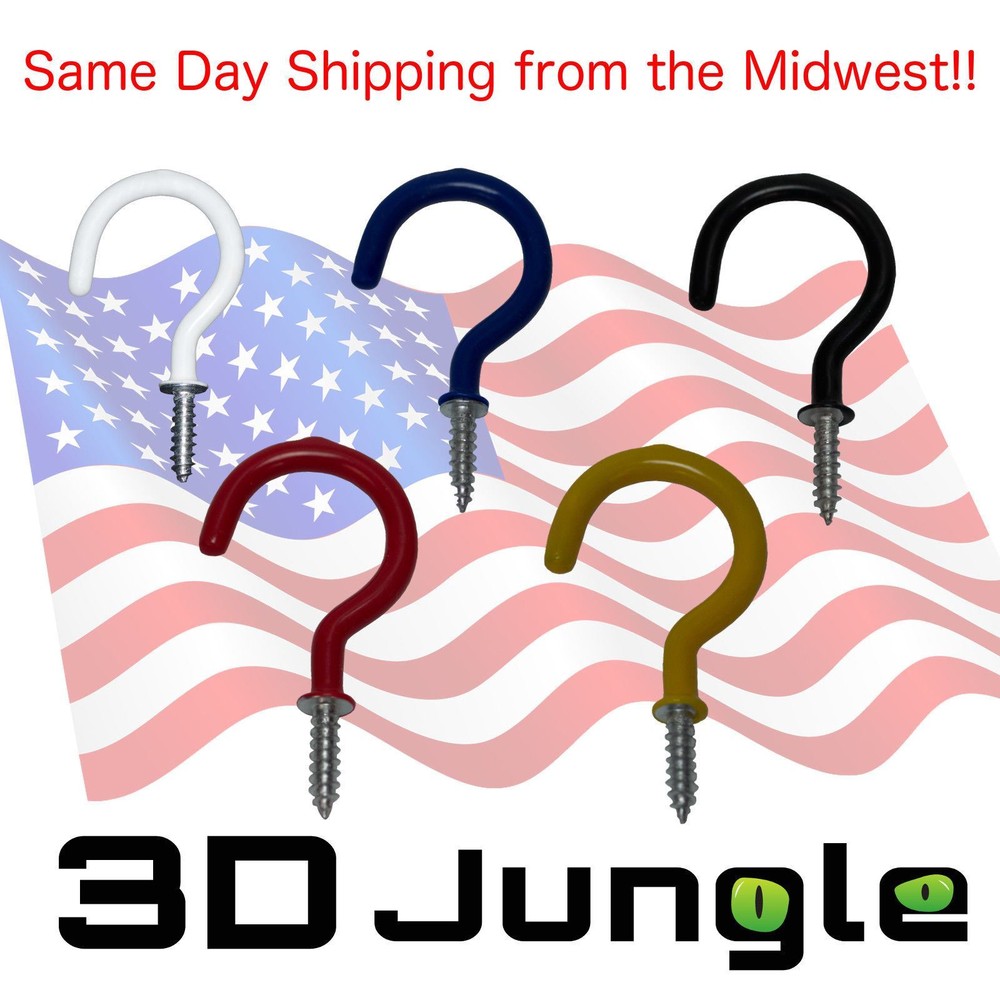 Utility Screw Mount Cup Hooks Hanger 2 1/8" inch Steel with PVC Coating