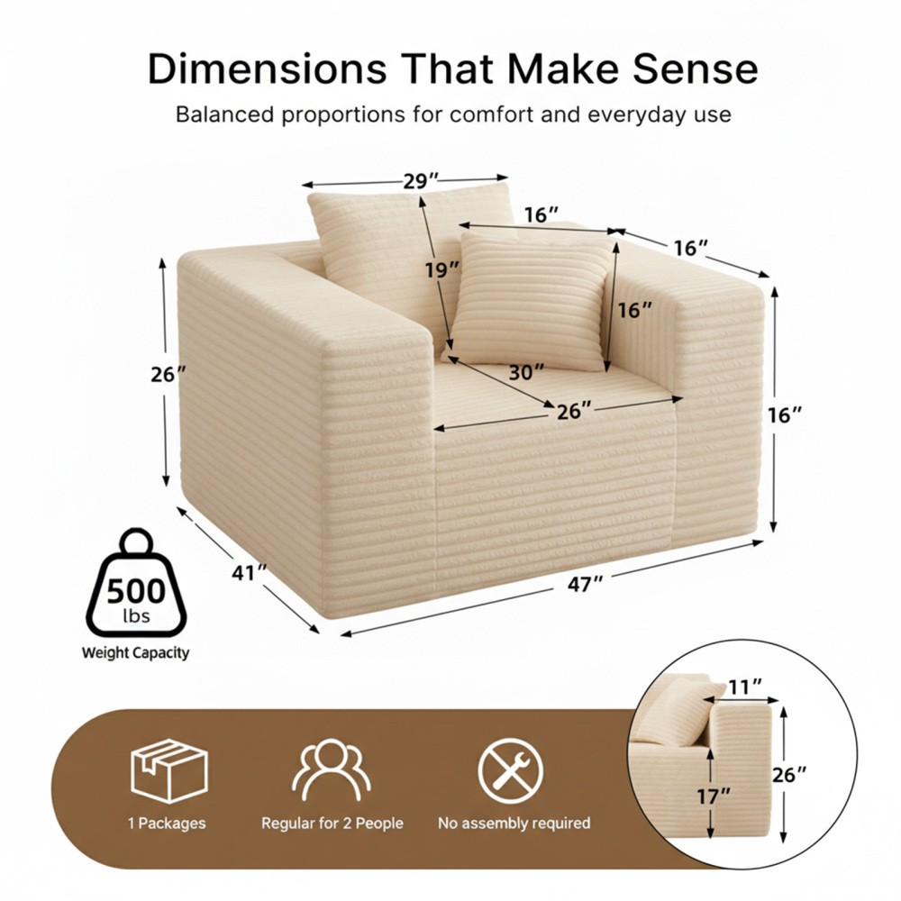 Boneless Sofa Chair, No Assembly Couch in a Box Memory Foam Mini Cloud Chair gallery