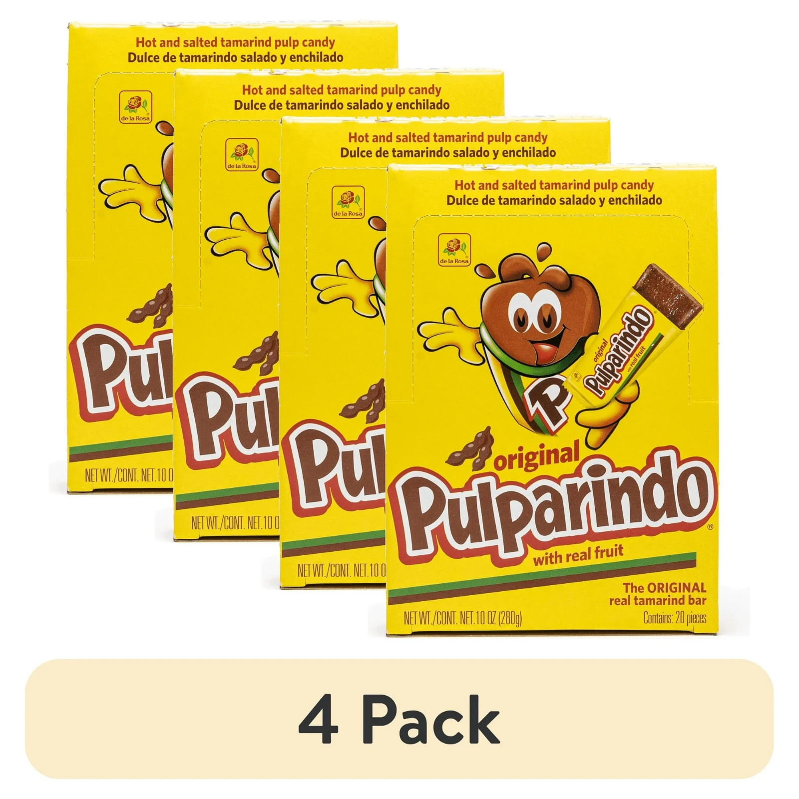 (4 Pack) Pulparindo Tamarind Candy, Original Hot and Salted Mexican Candy, 20ct gallery