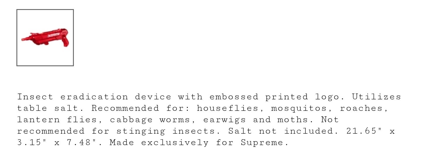 Supreme Bug-a-Salt 3.0 SS26 Bug Table Salt Gun gallery