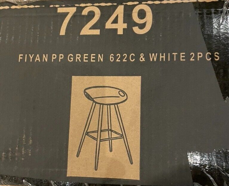 31.7" Simple Modern, High Counter Bar Stool, Low Back, White & Green - Set of 2 gallery