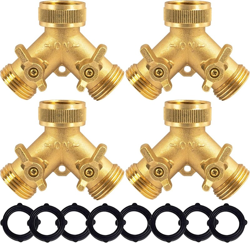 Brass Garden Hose Splitter , Solid Brass Hose Connector 3/4", Adapter Valve gallery