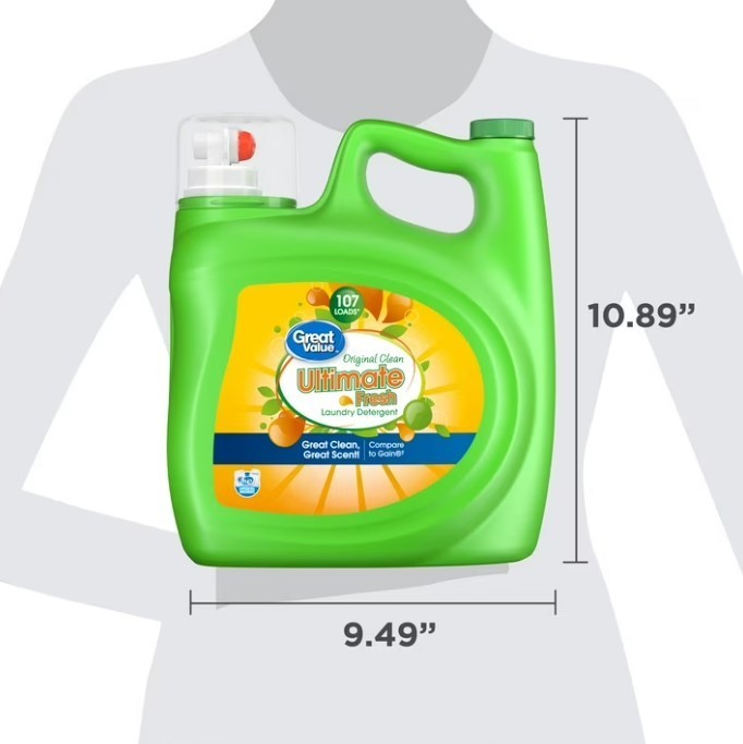 Liquid Laundry Detergent Great Value Original Clean 154 fl oz 107 Loads HE gallery