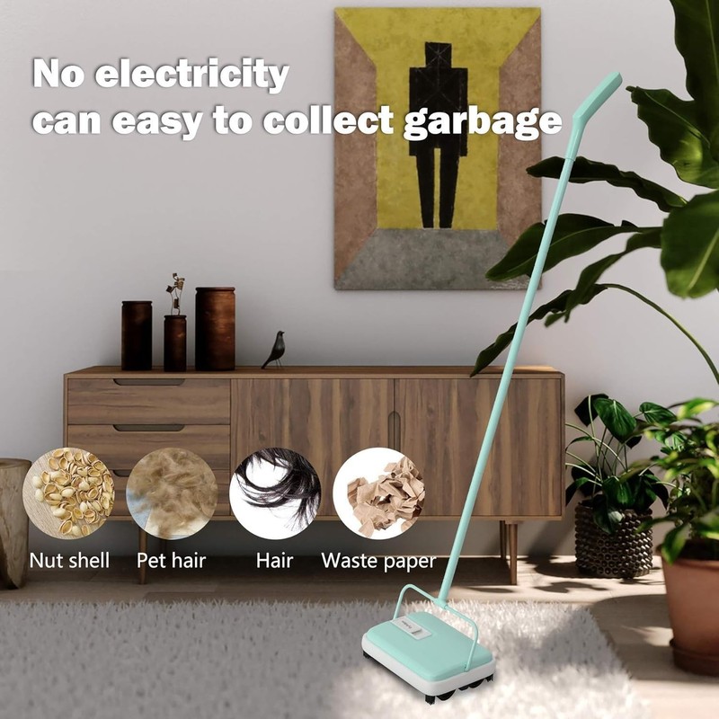 Compact & Eco-Friendly Carpet Sweeper - Lightweight, Quiet Care in Mint gallery