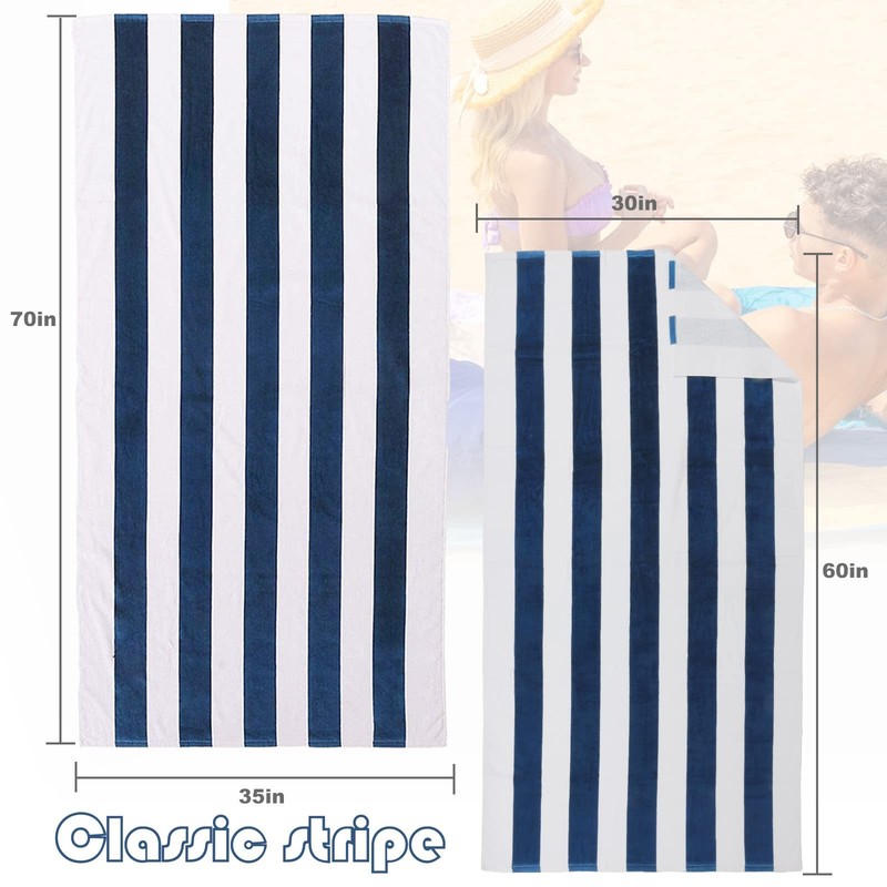 4 Pack Cotton Oversized 35X70 Inches Soft Cabana Stripe Thick Beach Towel, Super gallery