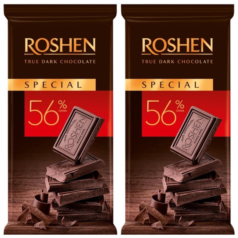 2PCS Ukrainian Sweets ROSHEN True Dark Chocolate Bars Special 56% Cocoa 2x 85g gallery