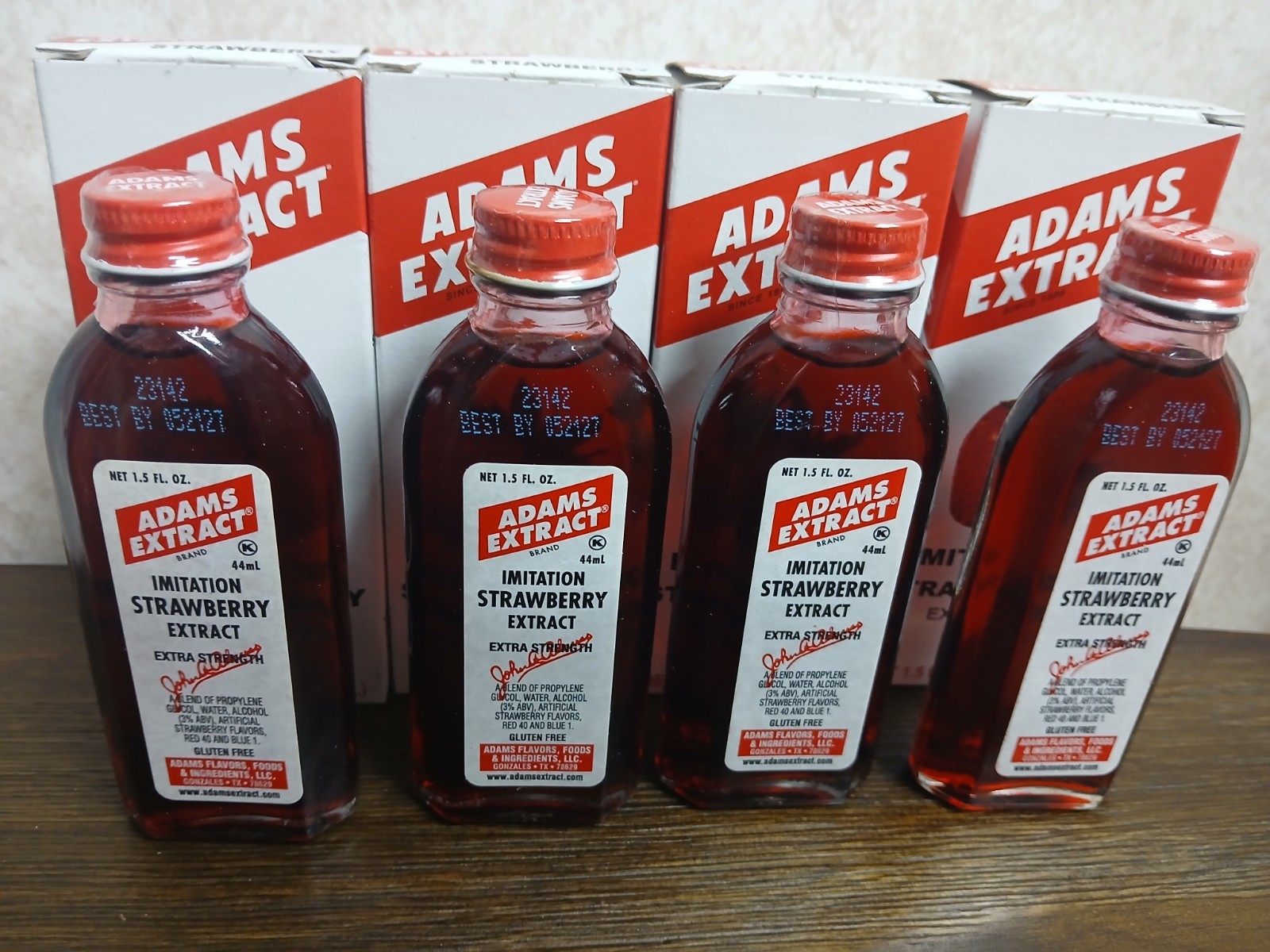 Adams Extract Imitation Strawberry Extract 4 (1.5 Oz Bottles) Exp May 21, 2027 gallery