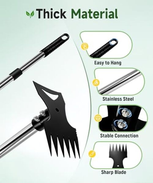 71in Weed Puller Tool with Long Handle, 2 in 1 Adjustable Manual Weeders for gallery