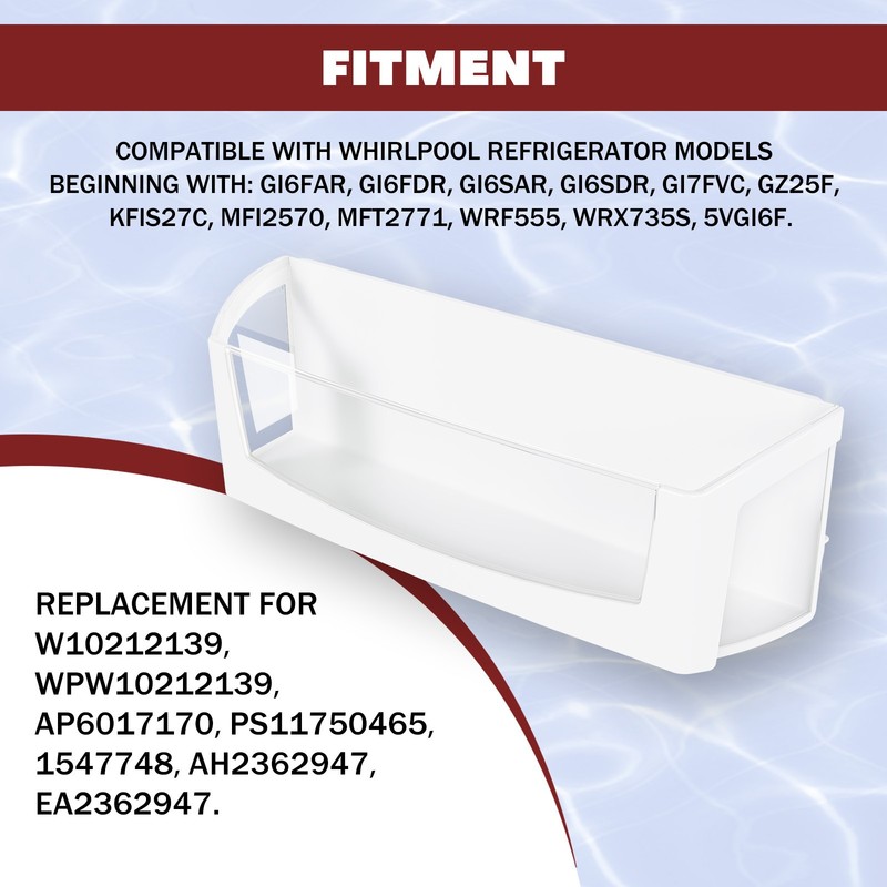 Compatible With Whirlpool Refrigerator WPW10212139 AP6017170 Door Shelf Bin gallery