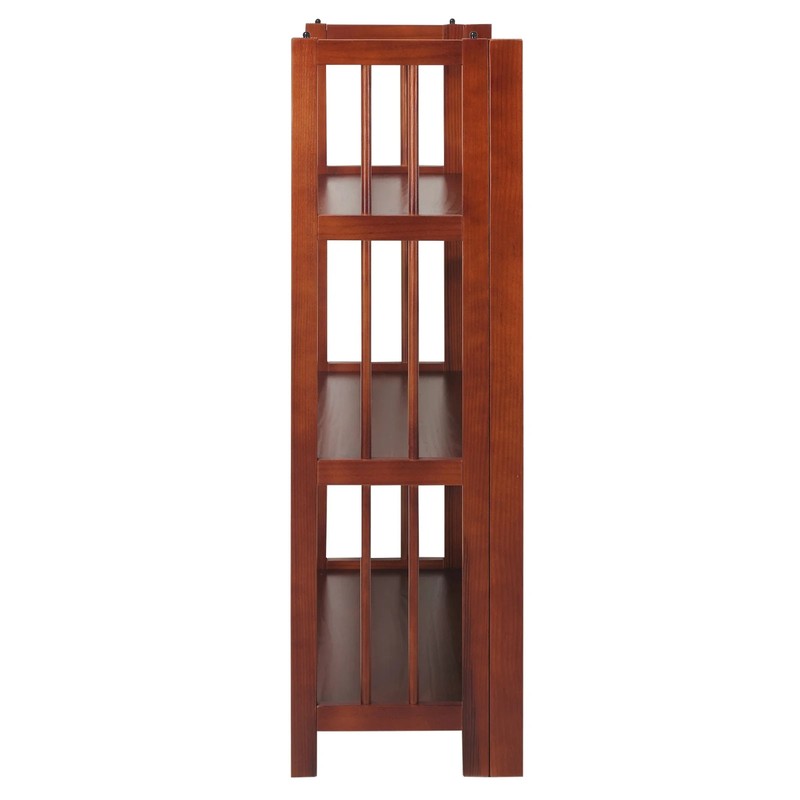 3-Shelf Folding Stackable Bookcase 27.5" Wide, Walnut, 38 in H, new gallery