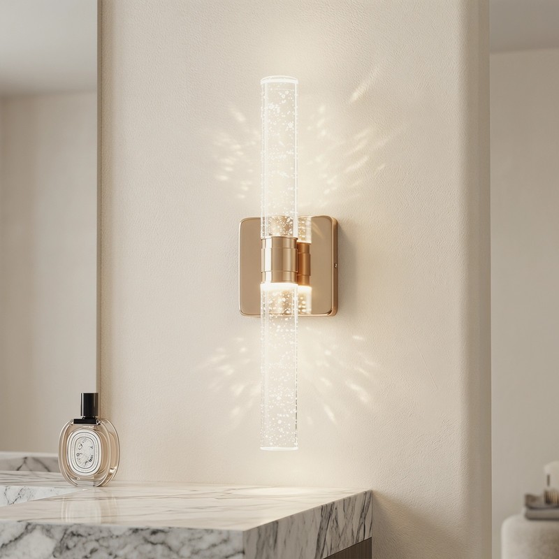 2 Pack 17 inch Dimmable Modern Gold Crystal LED Sconce Indoor Wall Light Fixture gallery