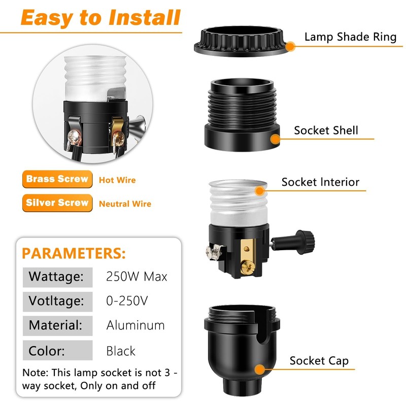UL Listed E26 Light Socket, Threaded Lamp Socket Replacement with ON/Off Switc gallery