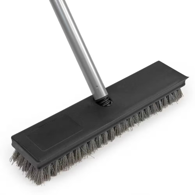 12 In. Plastic Deck Scrub Brush with 50 In. Handle (1-Pack) gallery
