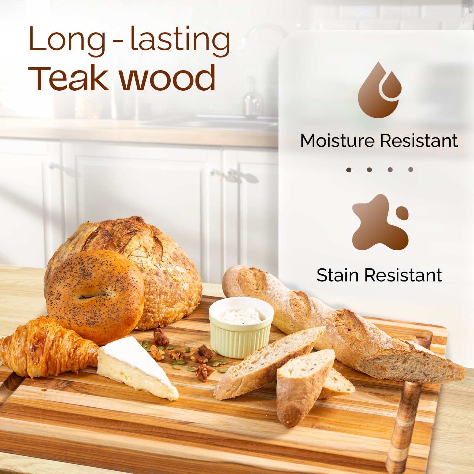 Yes4All Plus Large Edge Grain Teak Cutting Board For Kitchen 24L X 18W X gallery
