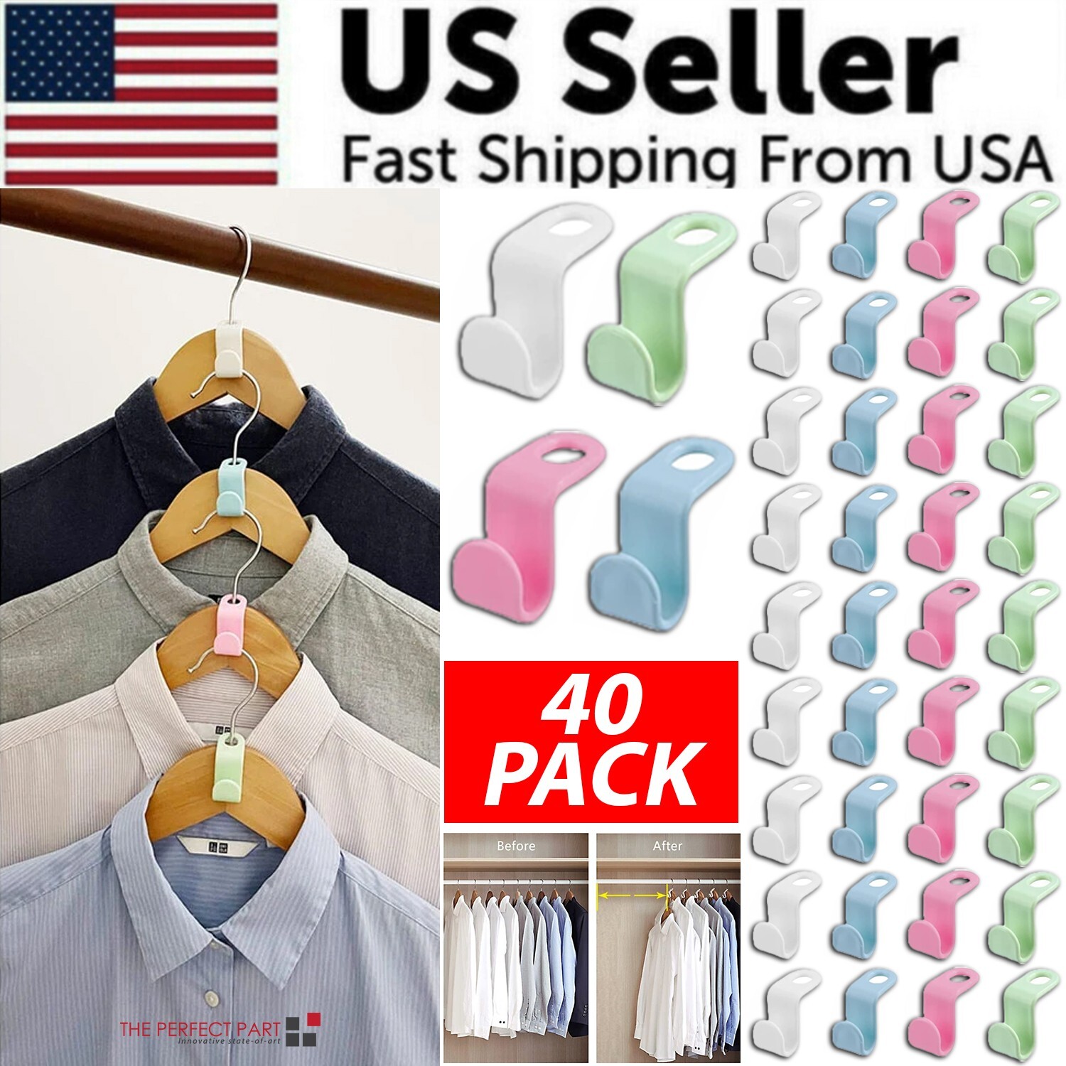 40 PCS Clothes Hanger Connector Hooks Closet Hangers Organizer Space Saving Clip gallery