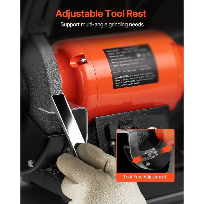 Uimoso 8-Inch Variable Speed Bench Grinder, 2000-3450 RPM, 550W, 5A Power gallery