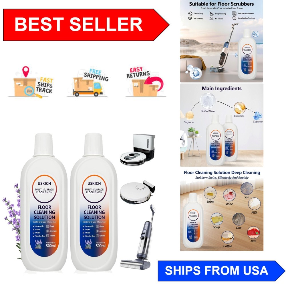34 FL OZ Multi-Surface Floor Cleaner - Gentle & Effective for Roborock & Tineco
