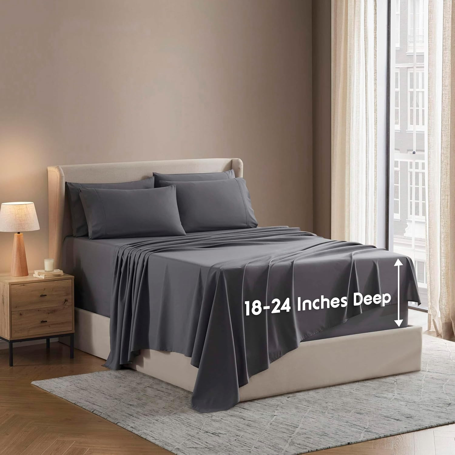 Extra Deep Pocket Queen Sheet Set - 6 Piece Breathable & Cooling Sheets - Hotel gallery