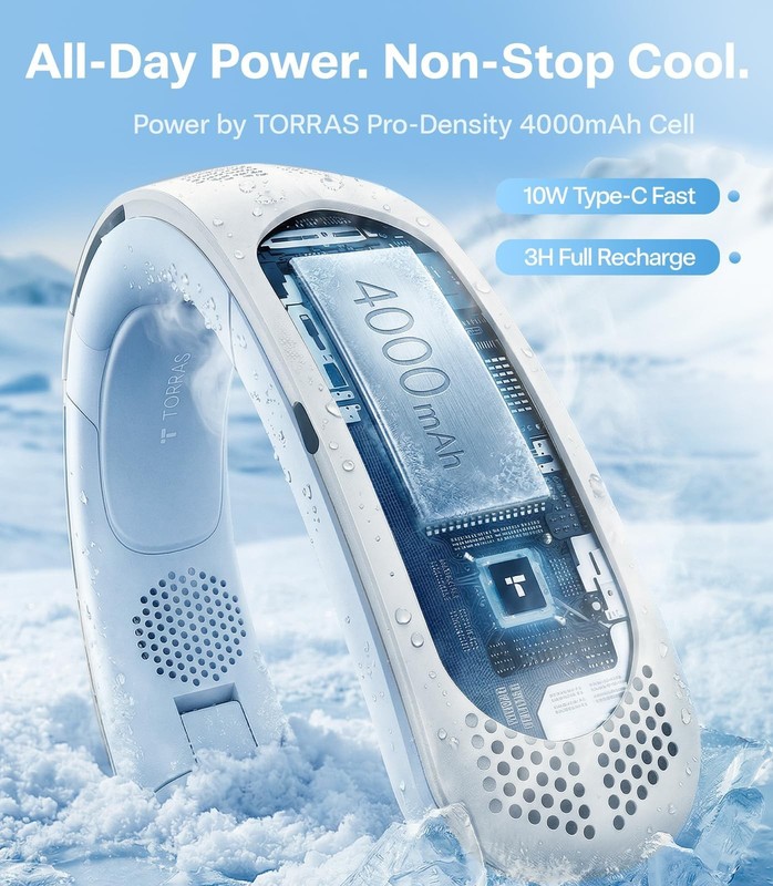 TORRAS COOLiFY Lite Neck Fan, [ #1 Wind Power], Portable Neck Fan with 14H Ba... gallery