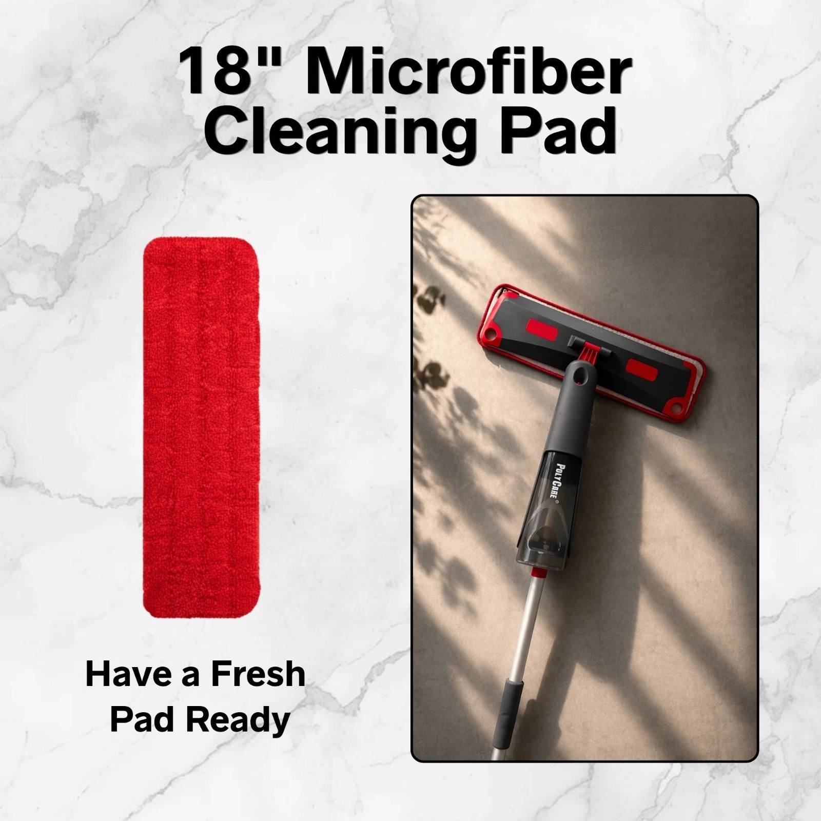PolyCare 18" Microfiber Mop Pad Machine Washable Poly Care - Single Replacement gallery