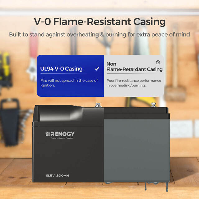 Renogy 12V 200Ah Bluetooth Self-Heating Lithium LiFePO4 Deep Cycle Battery BMS gallery