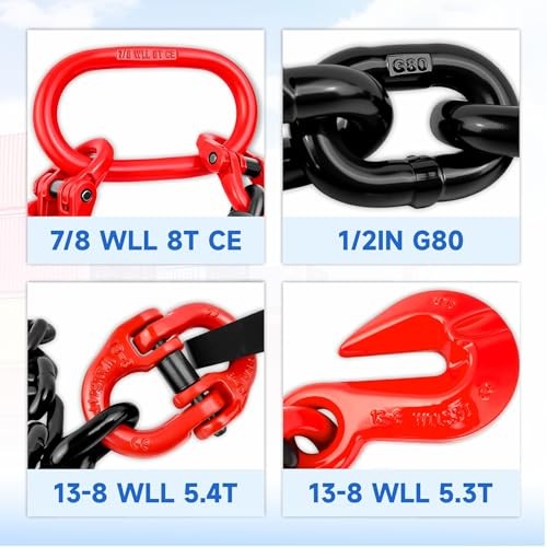 Shipping Container Loading Chain(1/2" x 5'),G80 with Double Locking Safety, gallery