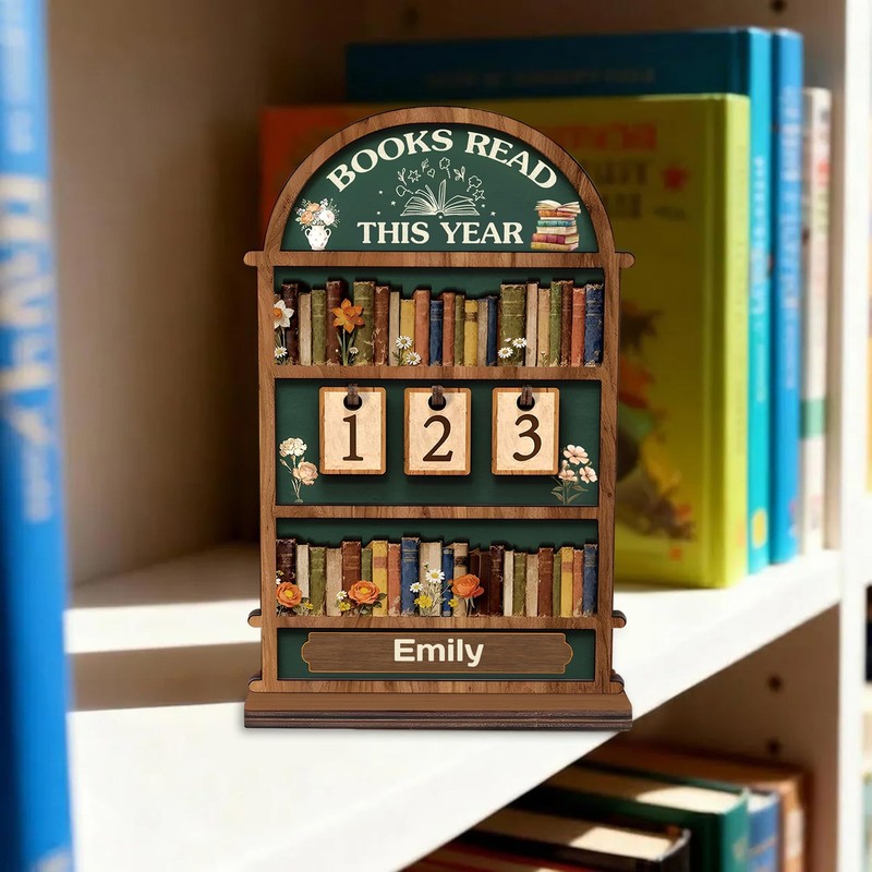 Books Read This Year Tracker Sign – Wooden Reading Counter Shelf Decor, Thoug... gallery
