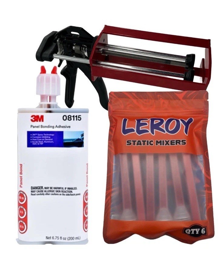 3M 08115 Adhesive + Red Manual Applicator Gun + 6 Nozzles LIKE 08193 08194 08571