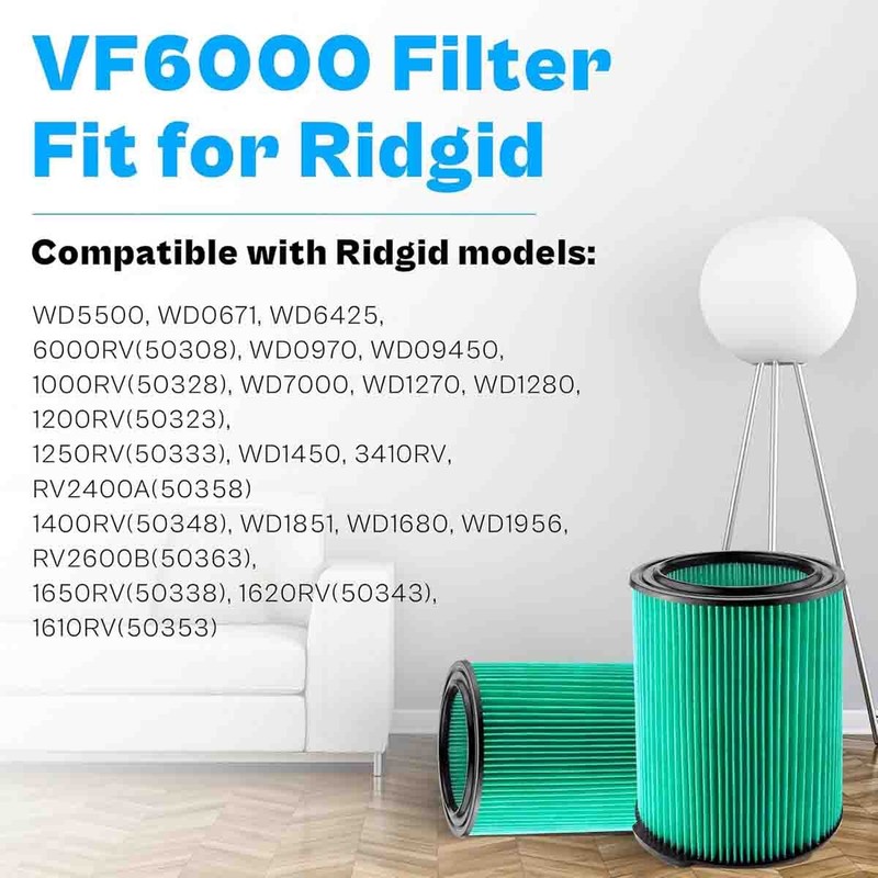 VF6000 Filter Replace For Ridgid Wet Dry Vac Vacuum 5-20 Gallon WD5500 WD0671 gallery