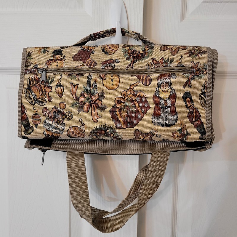 Christmas Pattern Package Tote Portable Canvas Foldable Wheeled 24x14x6 gallery