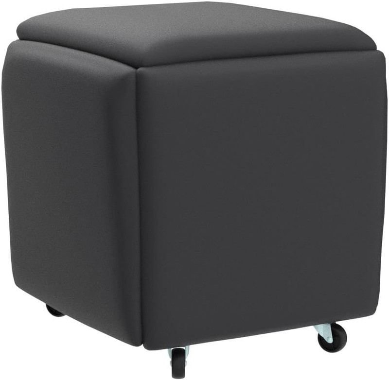 5 in 1 Nesting Ottoman Cube Chair, Stackable Stools, Leather Square Ottoman Benc gallery
