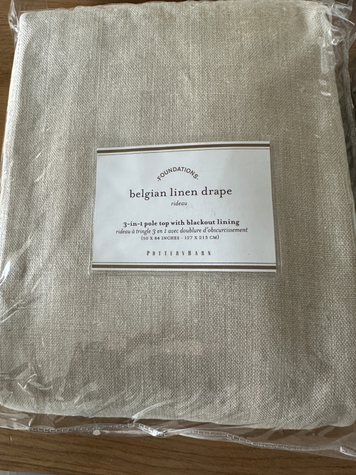 Pottery Barn Set/2 Belgian Linen Blackout Drape 50x84" Natural Flax Coastal NEW gallery