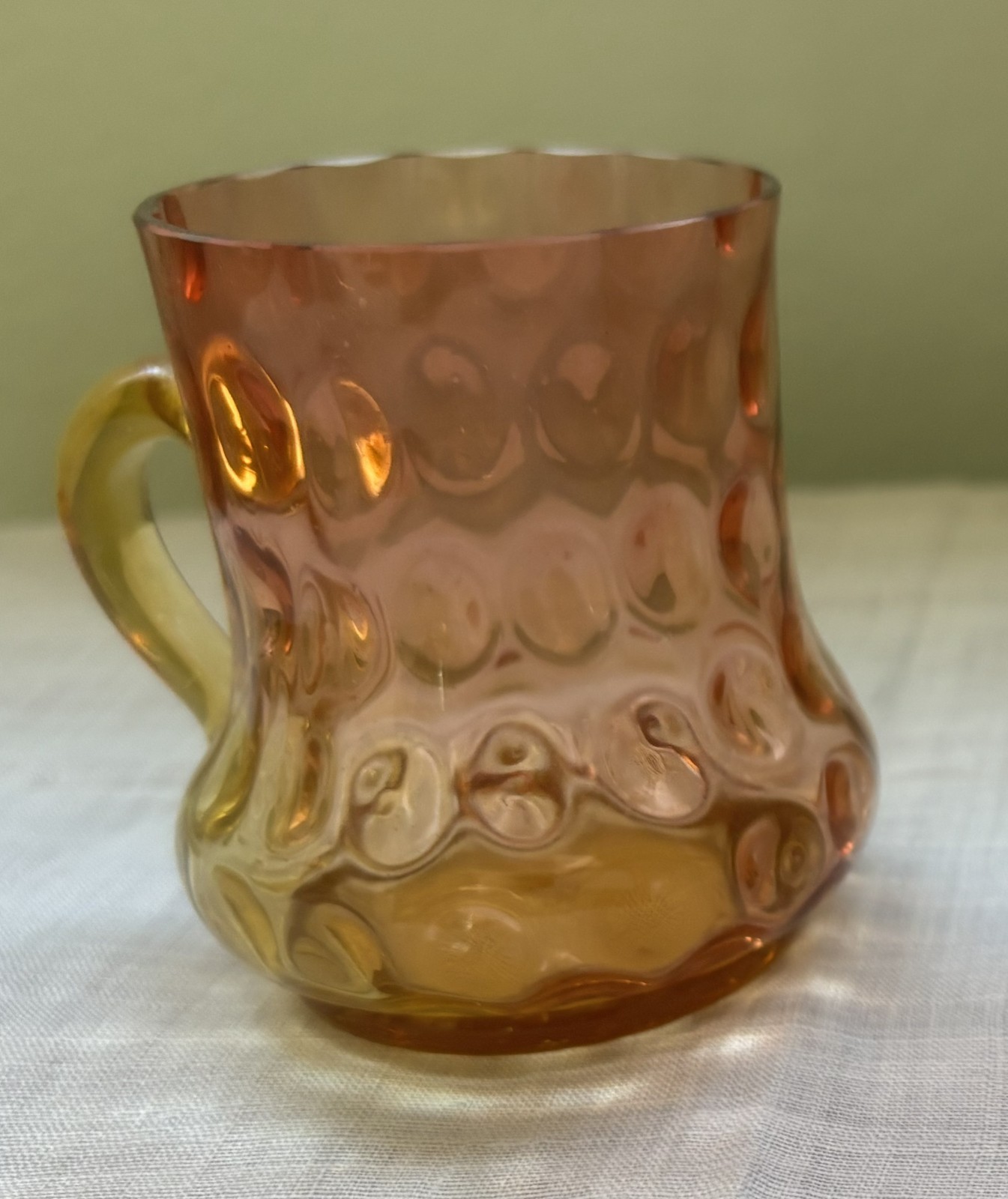 Hand‑Blown Studio Art Glass Cup – Pink to Amber Gradient Bubble Inclusion gallery