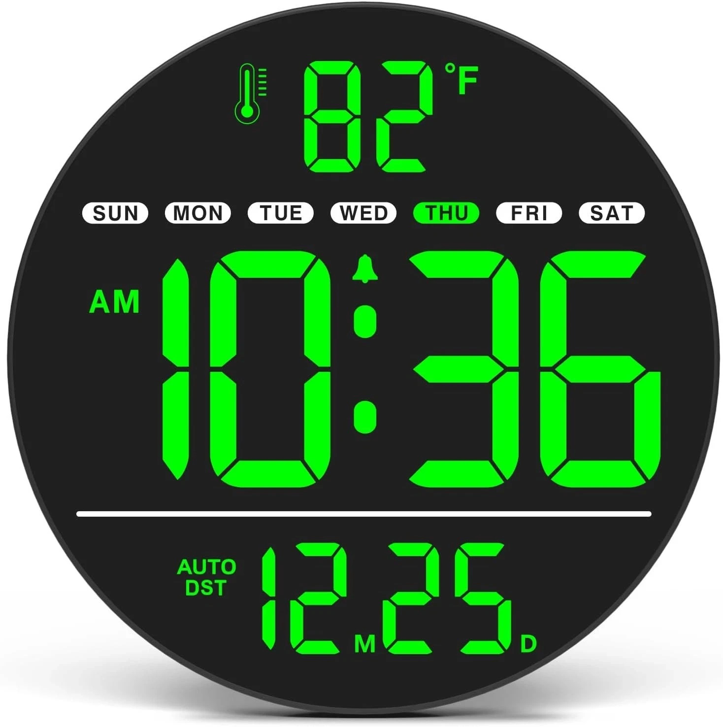 Digital Wall Clock with Large LED Display, Auto-Brightness, Temperature, Low-... gallery