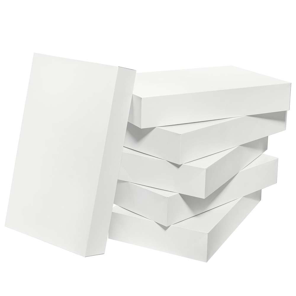 White Extra Large Gift Boxes Lids 6 PCS 24x14x4 Inches Deep Coat Clothes Robe