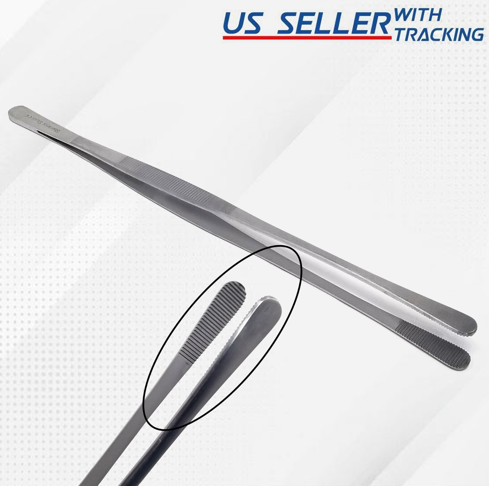 2 Pcs Kitchen Tweezer 12″ Straight & Round Set Long Food Tongs Chef DIY German G gallery
