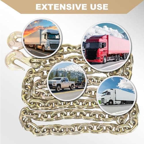 AAIN Trailer Safety Chains with Hooks | WLL 4,900 LBS 5/16 Inch - 20 FT 2 Pack gallery